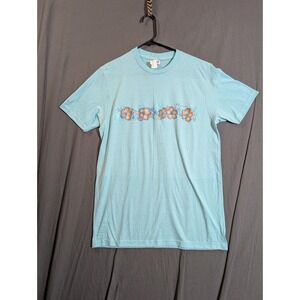 Optima Short Sleeve Baby Blue Graphic T Shirt Women's Size Medium